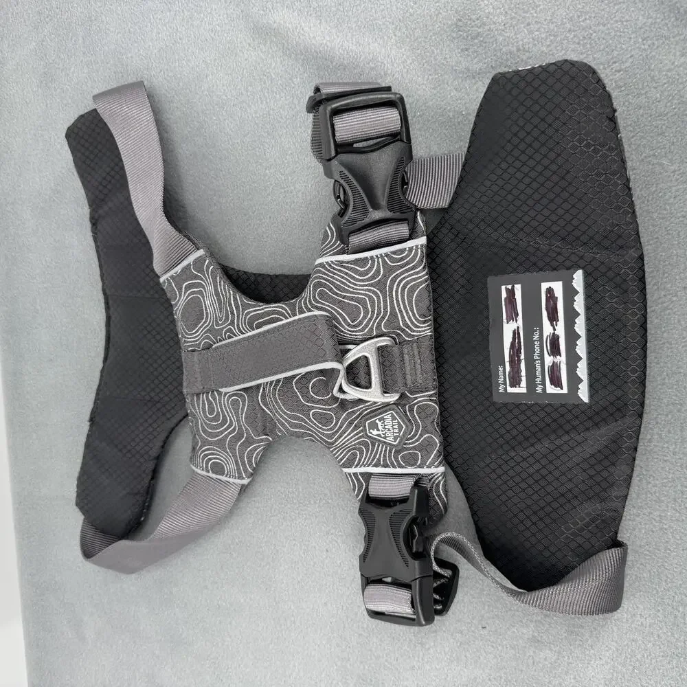 Arcadia Trail Dog Harness‎ Adjustable Padded Soft Vest No Pull Gray Topographic